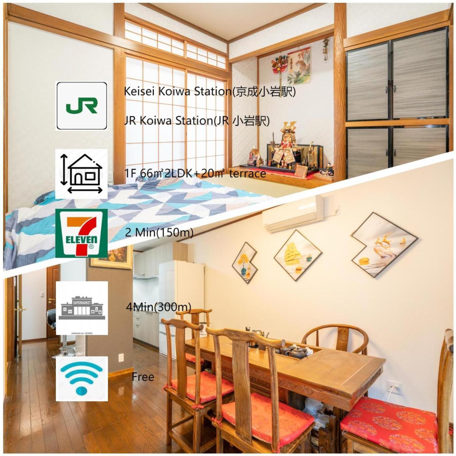 Jr 66Sqm 1F Family Suite 2Ldk Jr Koiwa-Keisei Koiwa-Asakusa-Oshiage-Shinjuku-Ueno Tokio Buitenkant foto